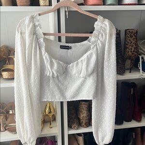 Pretty Little Thing White Ruffled Women's Top